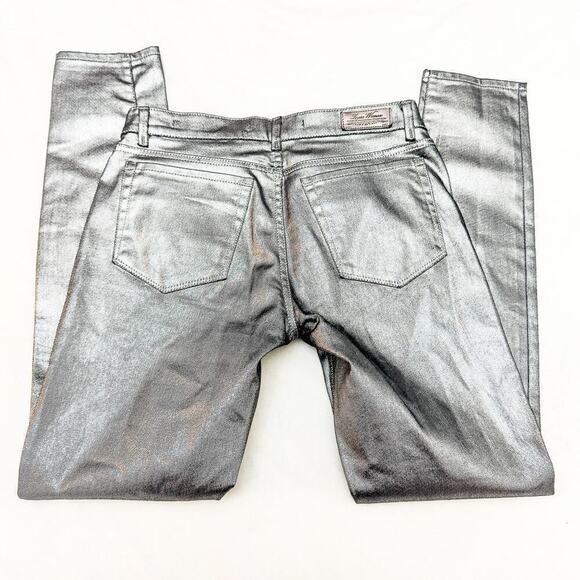 Zara Coated Denim Skinny Metallic Jeans Zip Fly Form Fitting Size 4/6 - Picture 5 of 7